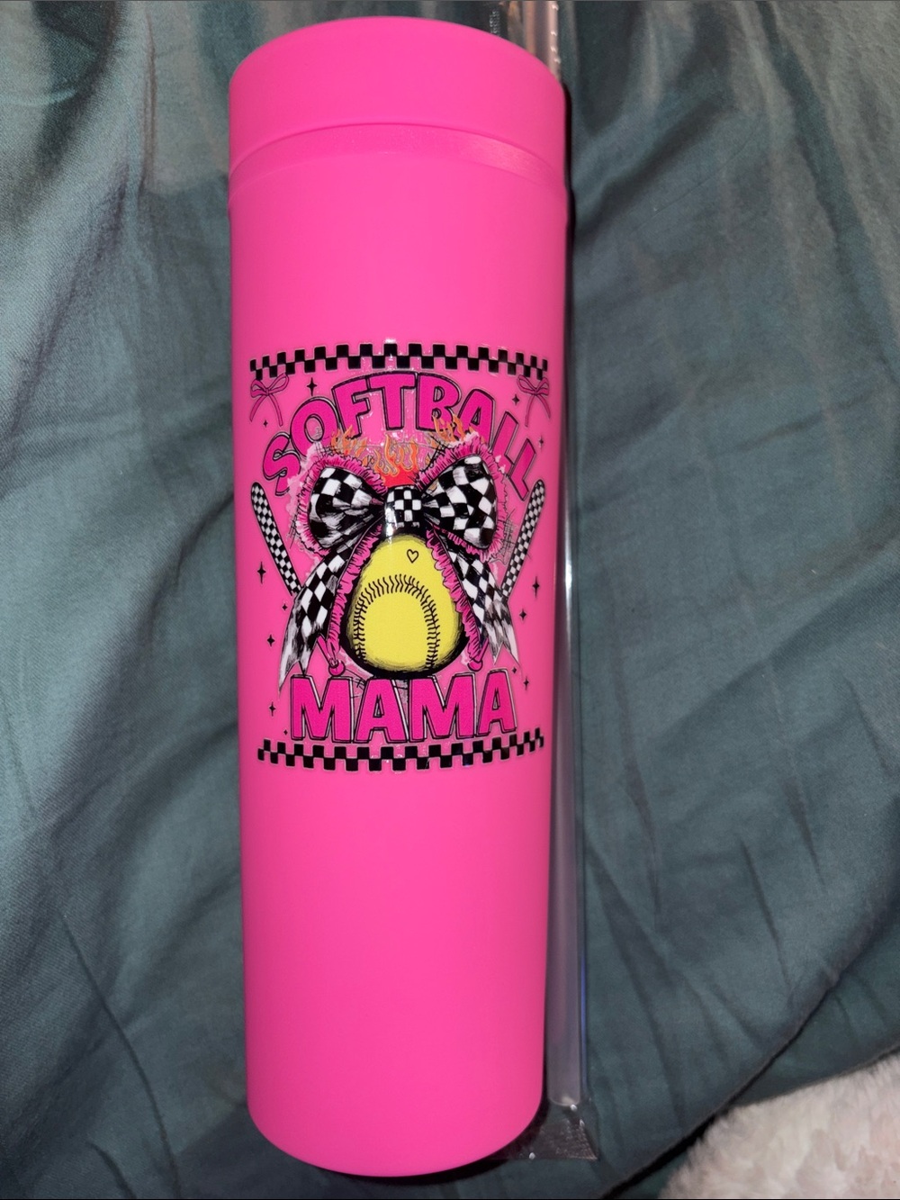 Hot Pink "Softball Mama" Tumbler